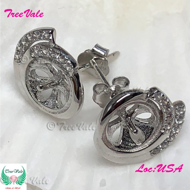 Swirl Halo Earring Settings - 925 Sterling Silver