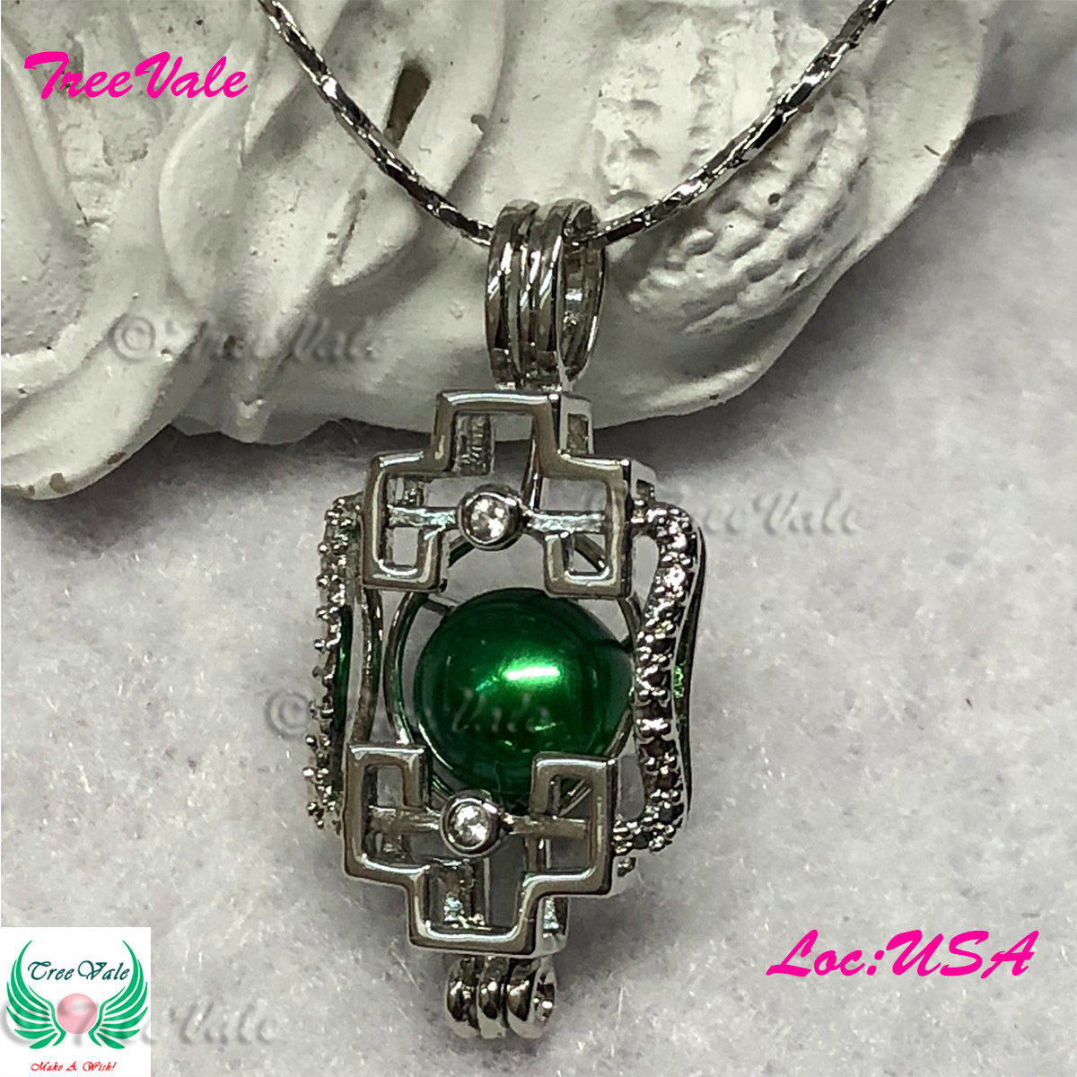 Longevity - Silver Plated - Locket Pearl Cage Pendant - Hold 6mm - 8mm Pearl