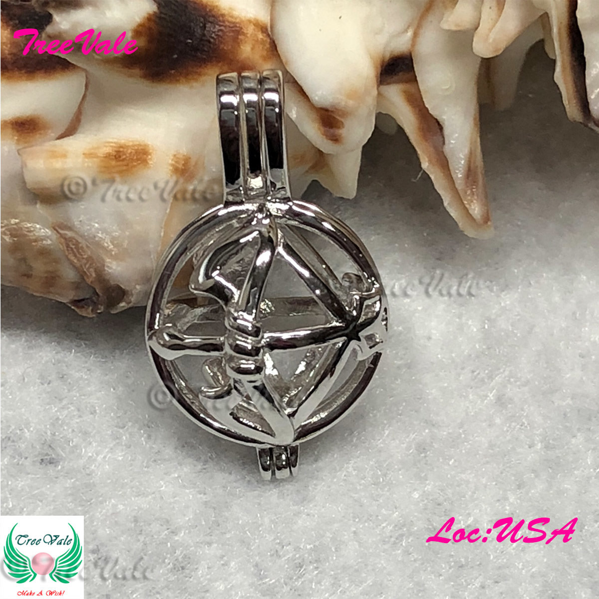 Magical Bow Arrow - Solid 925 Sterling Silver - Locket Pearl Cage Pendant - Hold 6mm-9mm Pearl