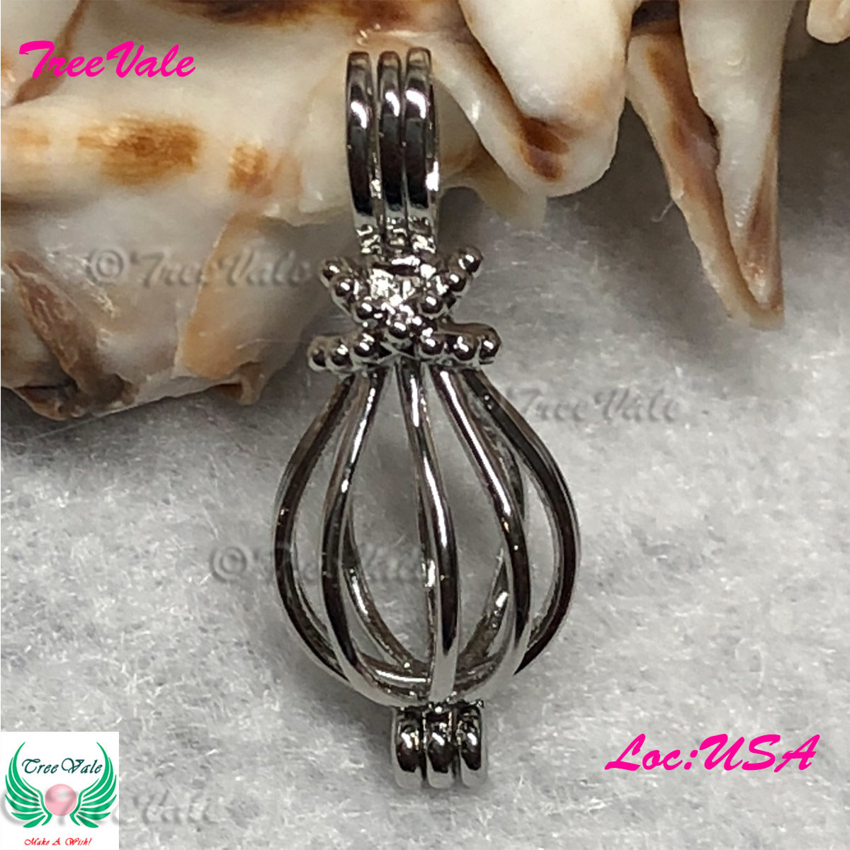 Cupids Vial - Silver Plated - Locket Pearl Cage Pendant - Hold 6mm - 8mm Pearl