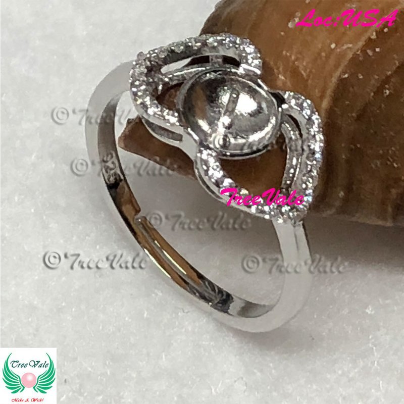 Paved Hearts Adjustable Ring - 925 Sterling Silver