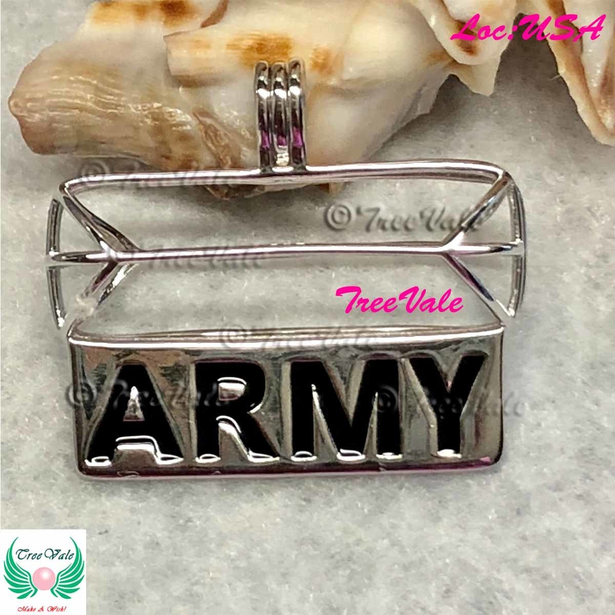 ARMY - Solid 925 Sterling Silver - Locket Pearl Cage Pendant - Hold 6mm-8mm Pearl