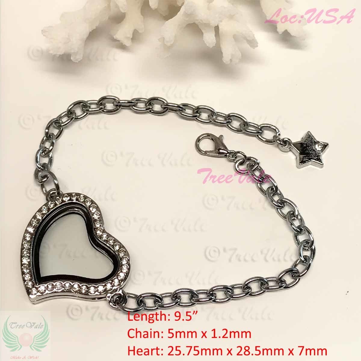 Heart Bracelet With Star - Silver Plated