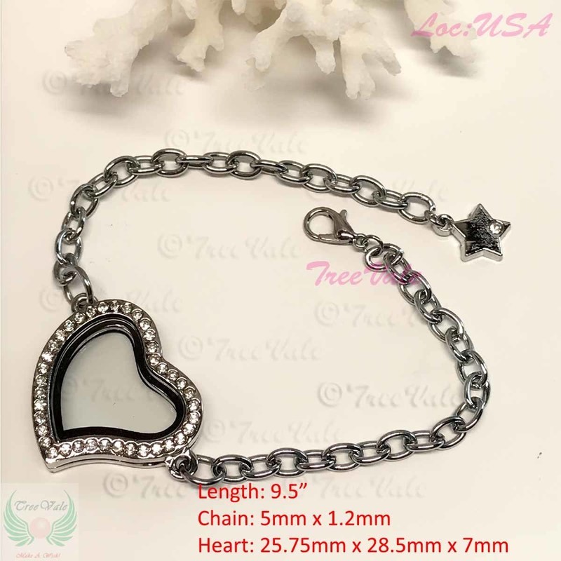 Heart Bracelet With Star - Silver Plated