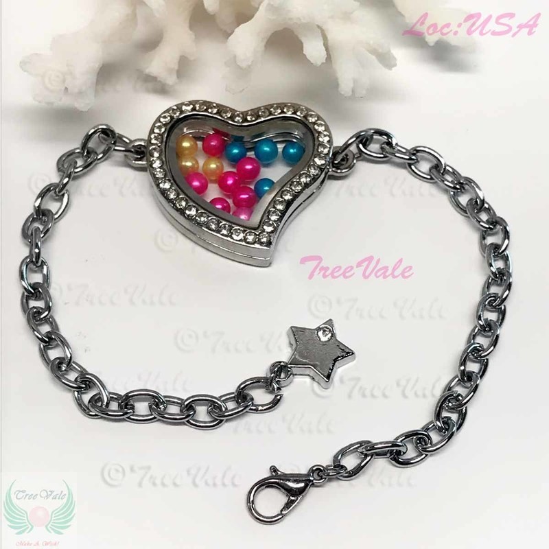 Heart Bracelet With Star - Silver Plated