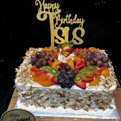 Assorted Fruits  with Almonds Cake