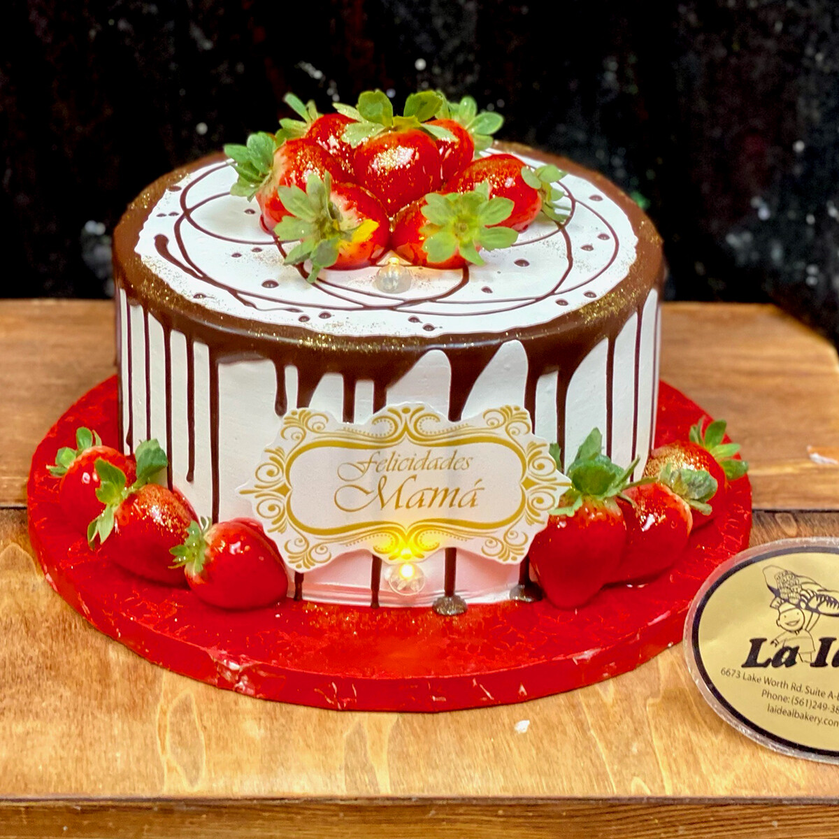 Glazed Strawberries on Melted Chocolate Cake