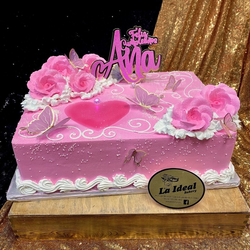 Light Pink Hearts and Butterflies Cake