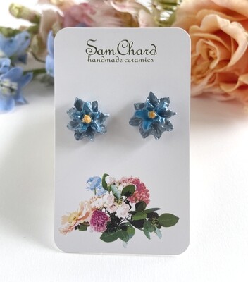 Blue Grey Star Flower Earring