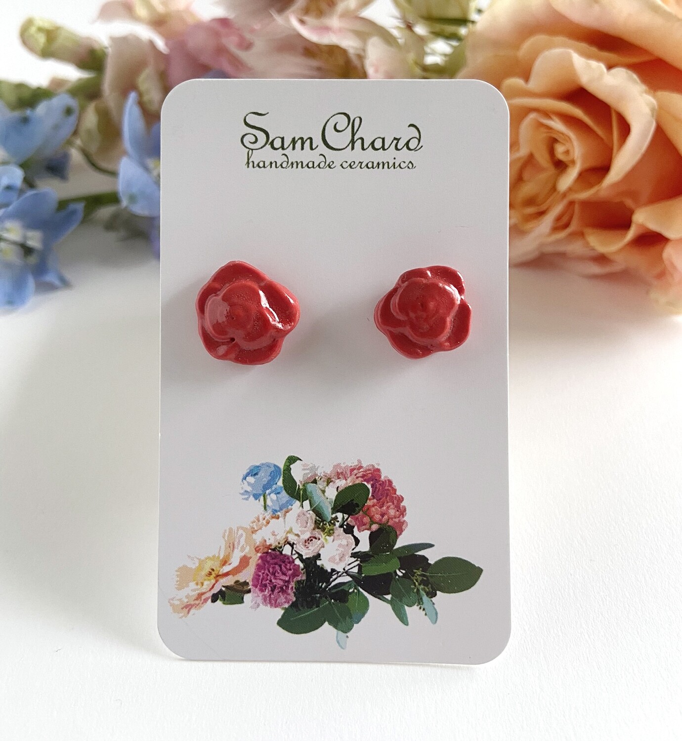 Big rose earrings best sale
