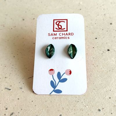 Dark Green Leaves Earrings