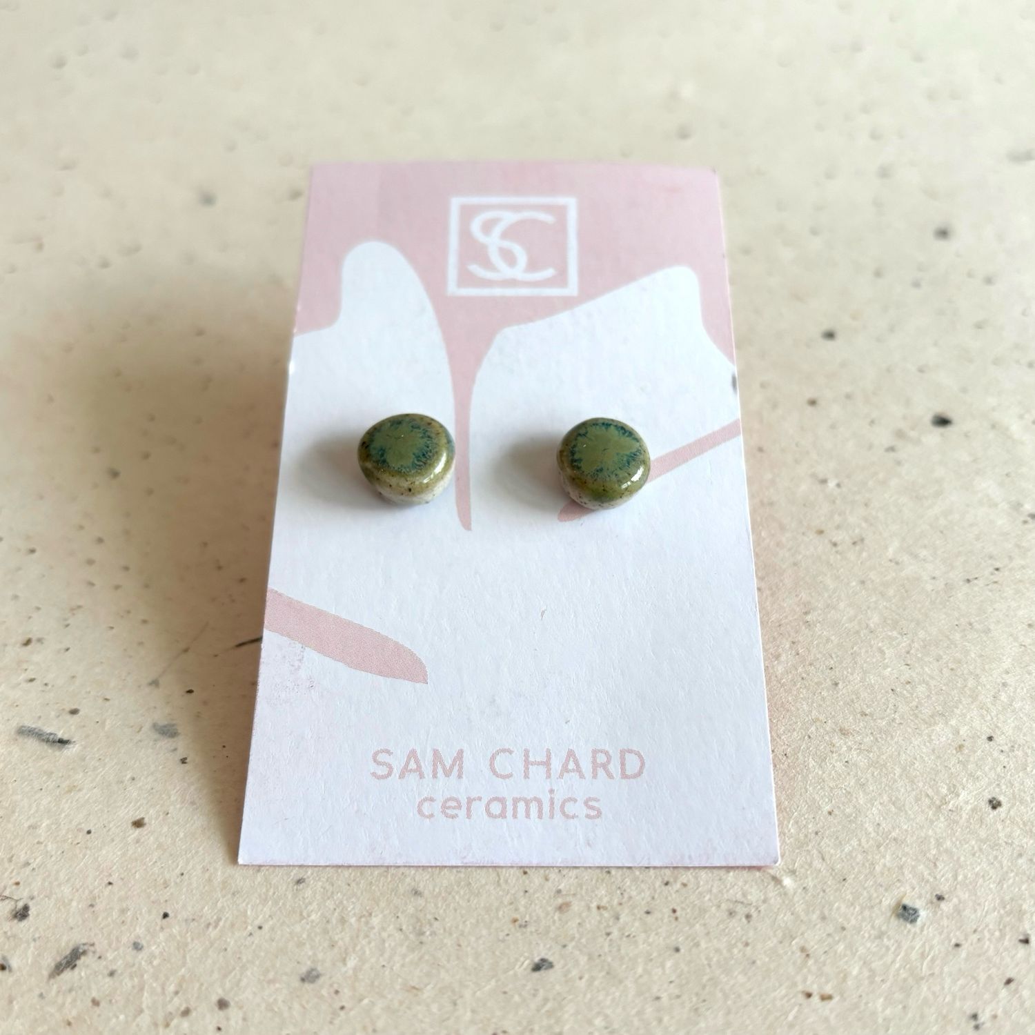 Mottled Green Studs Earrings