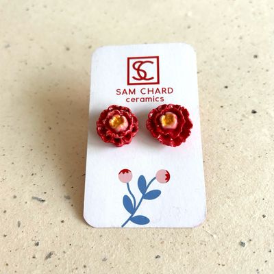 Red Flower Earrings