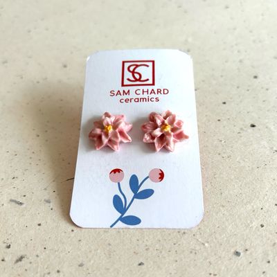 Pink Flower Earrings