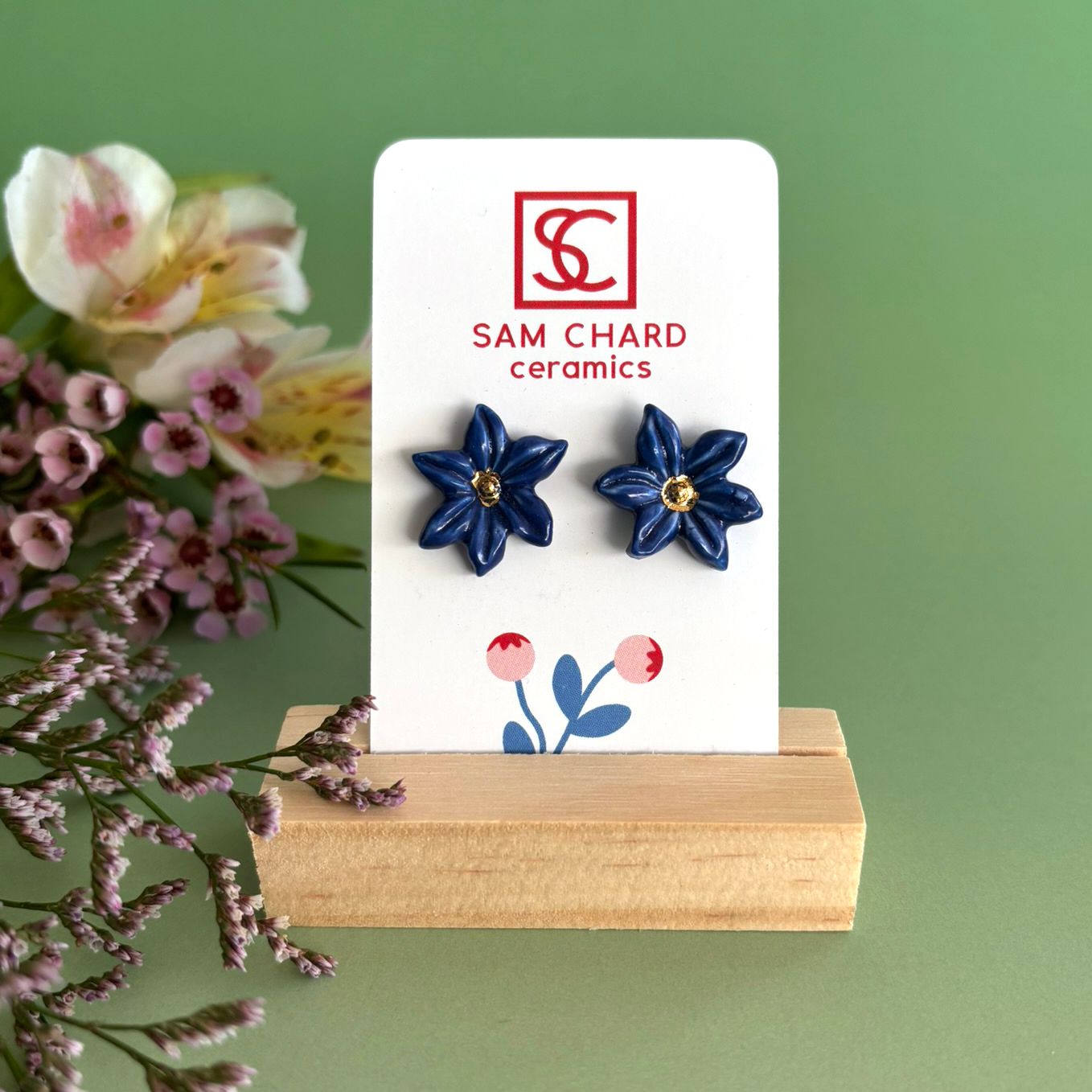 Blue Star Flower Earrings