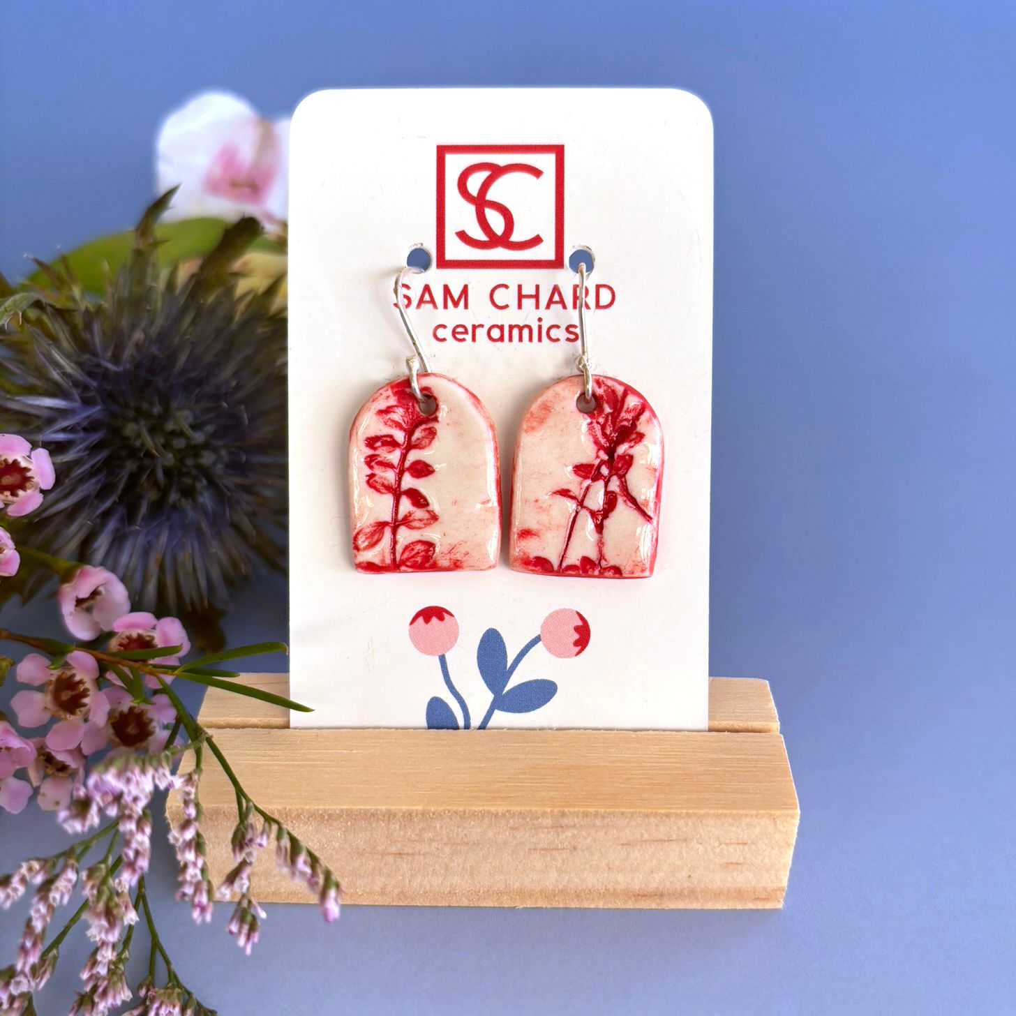 Red Thyme Hanging Earrings