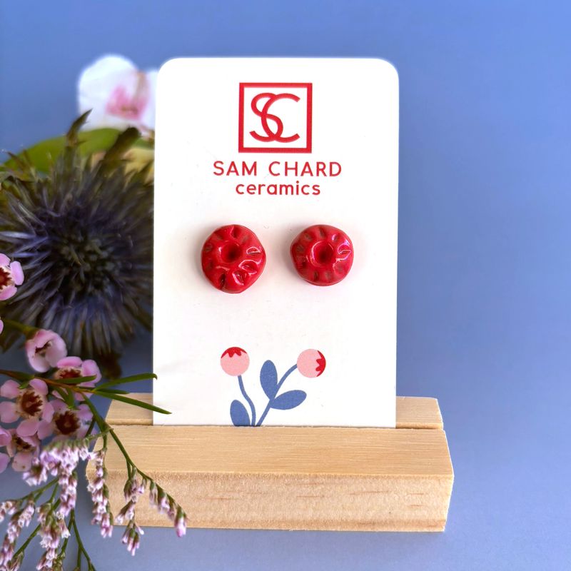 Red Dimple Stud Earrings