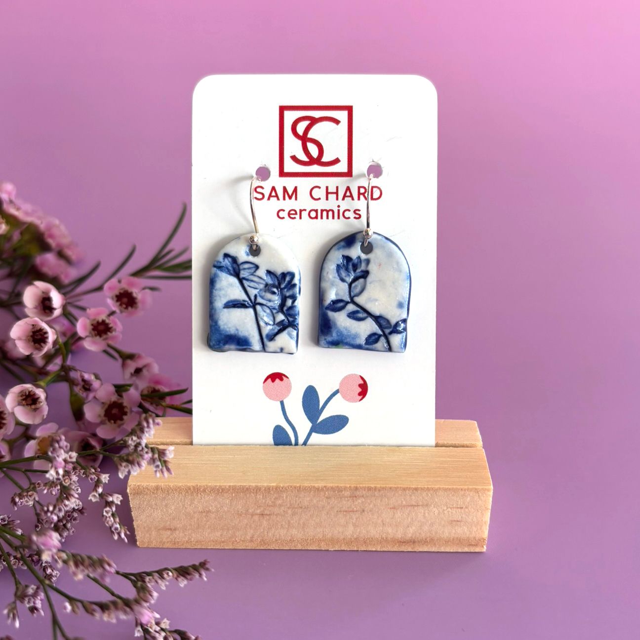 Dark Blue Thyme Hanging Earrings