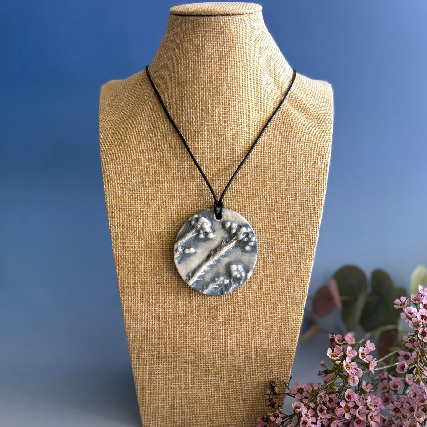 Blue/Grey Rice Flower Pendant