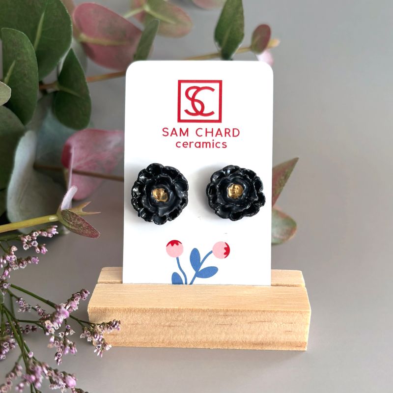 Pewter Peony Earrings