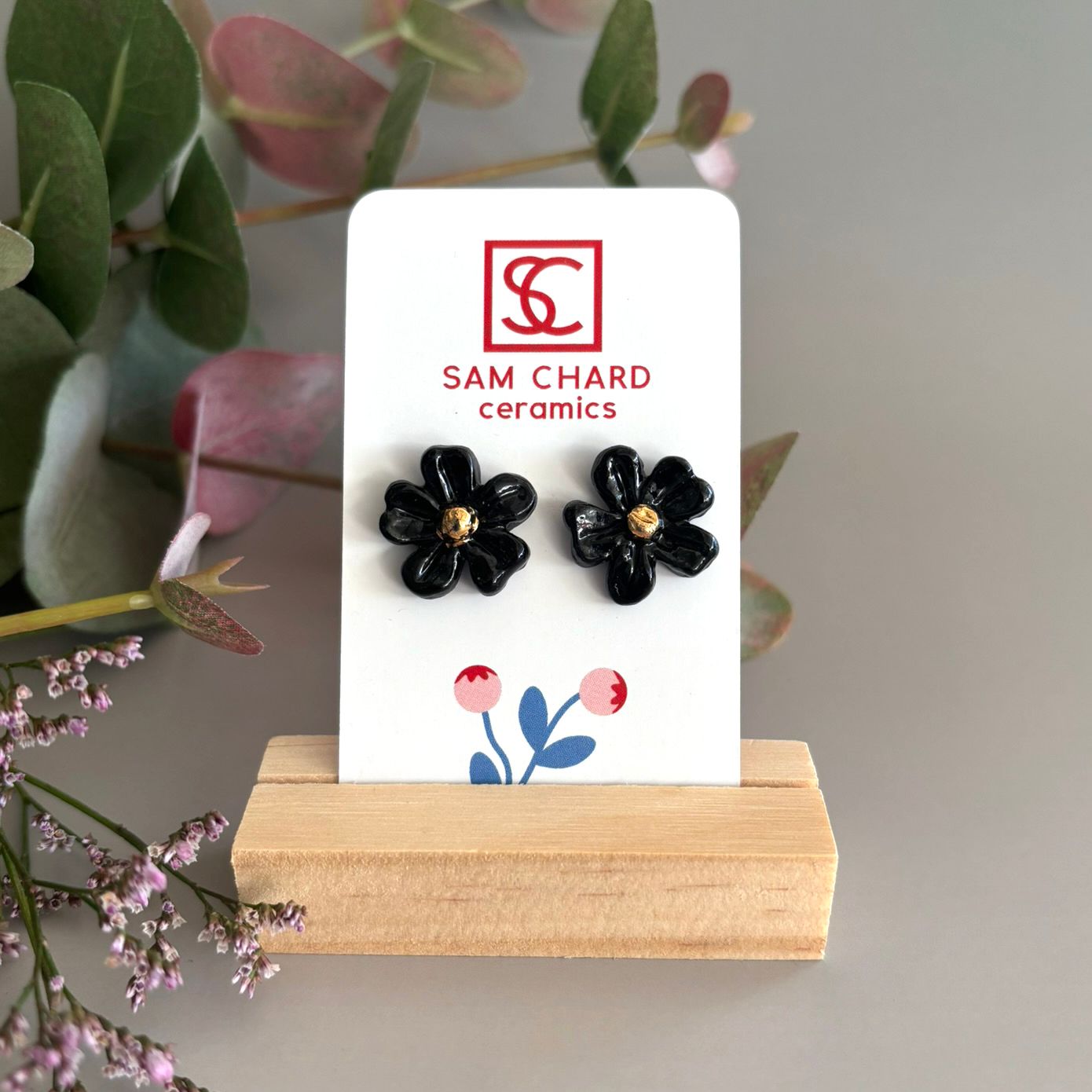 Black Daisy Earrings