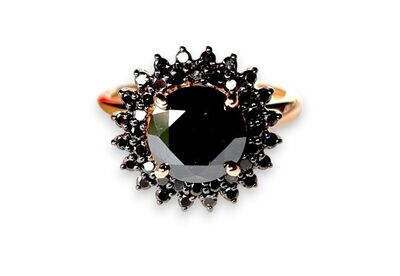 Black Diamond pink gold Halo ring