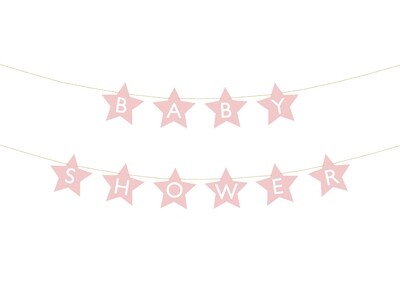 Vaaleanpunainen koristenauha baby shower juhliin