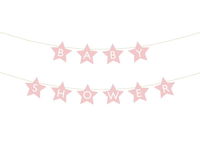 Vaaleanpunainen koristenauha baby shower juhliin