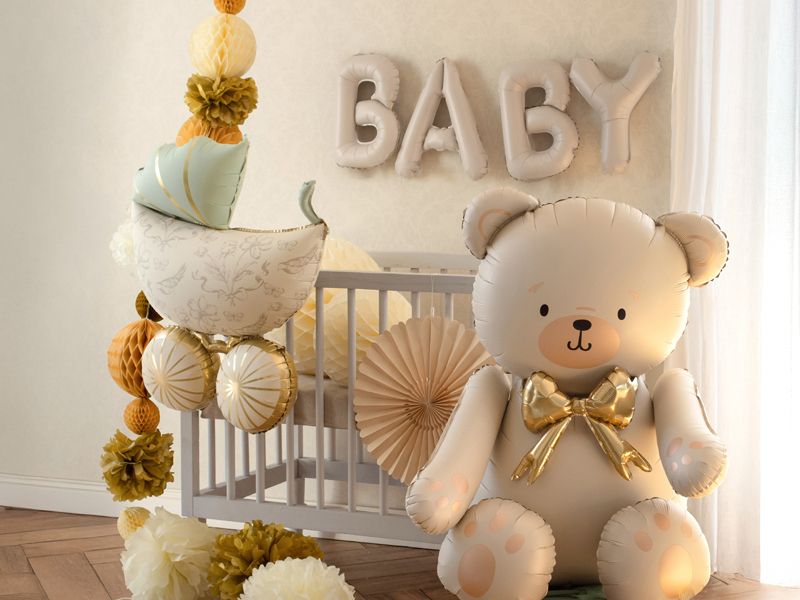 Folioilmapallo Baby, 90x35cm, vaalea beige