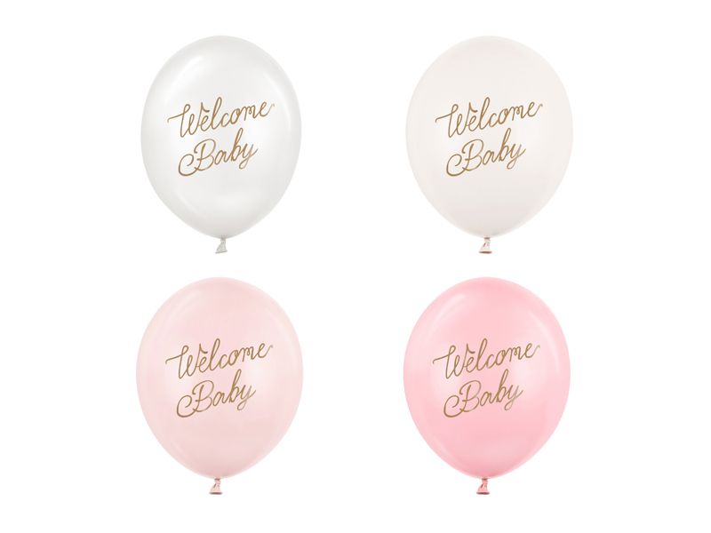Ilmapallot welcome baby vaaleanpunainen, 50kpl