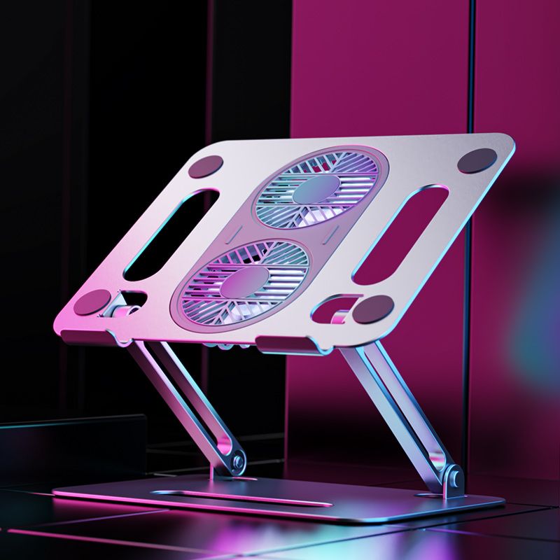 Height Adjustable Aluminium Laptop Stand with USB-Powered Dual Cooling Fans