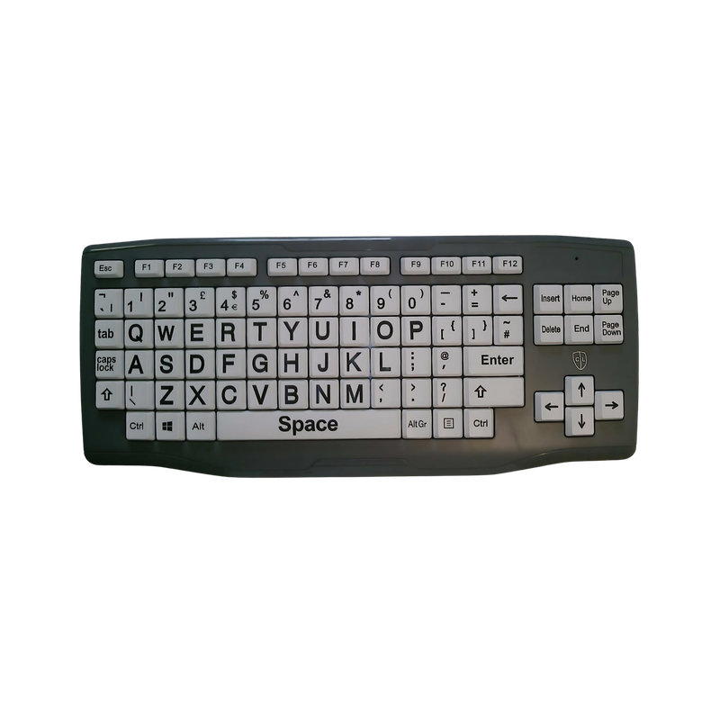 Easy2Use Keyboard: Large Keys & Print, Black Print on White Keys