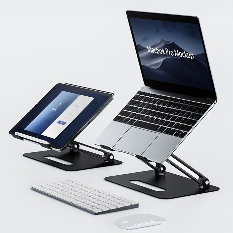 Foldable Sturdy Black Aluminium Laptop Stand