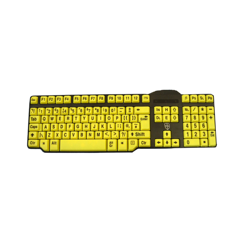 Easy2Use High Contrast Keyboard: Large Black Print on Yellow Keys