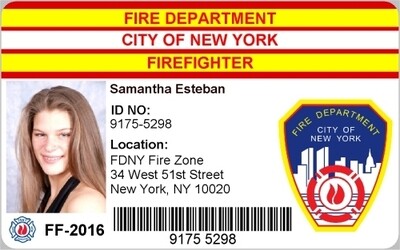 FIRE DEPARTMENT CITY OF NEW YORK Ausweis mit Foto und Namen