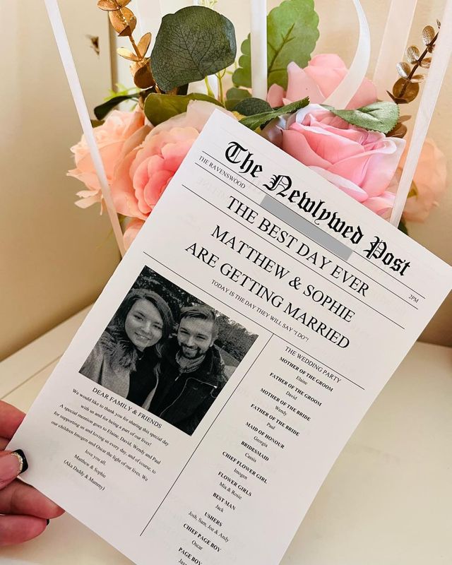 Wedding Newspaper A5 Booklet (Personalised)