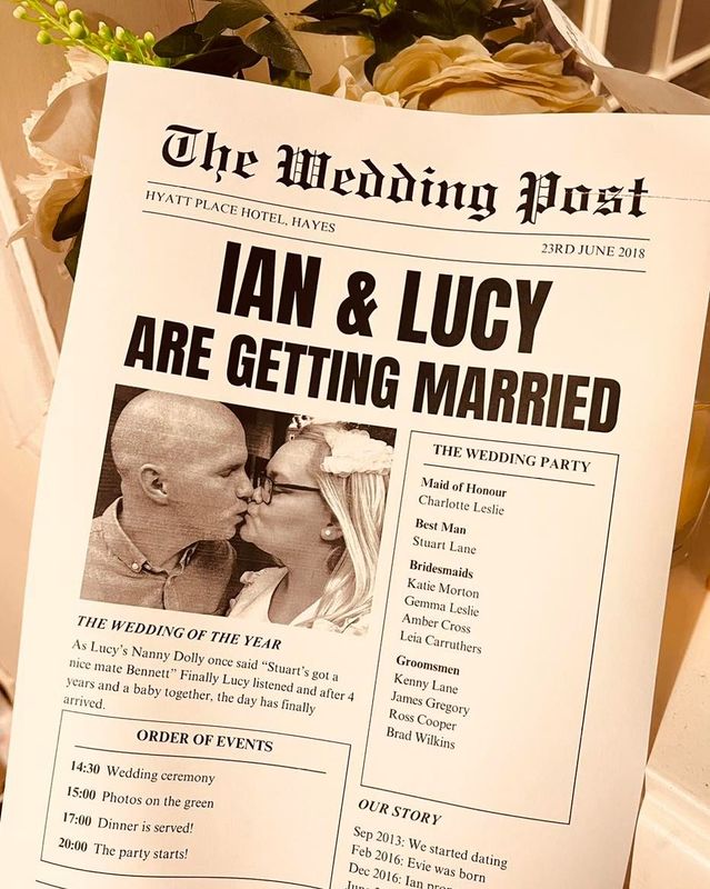 Wedding Newspaper Single A4 page (Personalised)