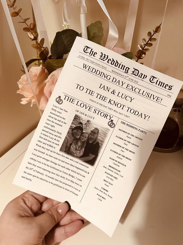 Wedding Newspaper A5 Booklet (Personalised)