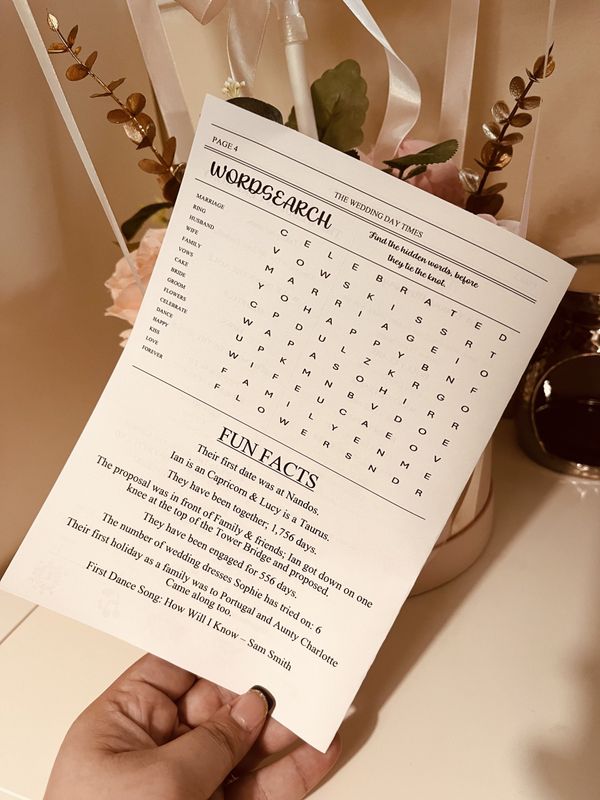 Wedding Newspaper A5 Booklet (Personalised)