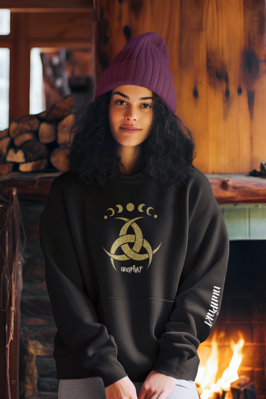 Nullpnkt her Hoodie Triskele Mond Gold Glitzer Nullpnkt her Hoodie Triskele Mond Gold Glitzer