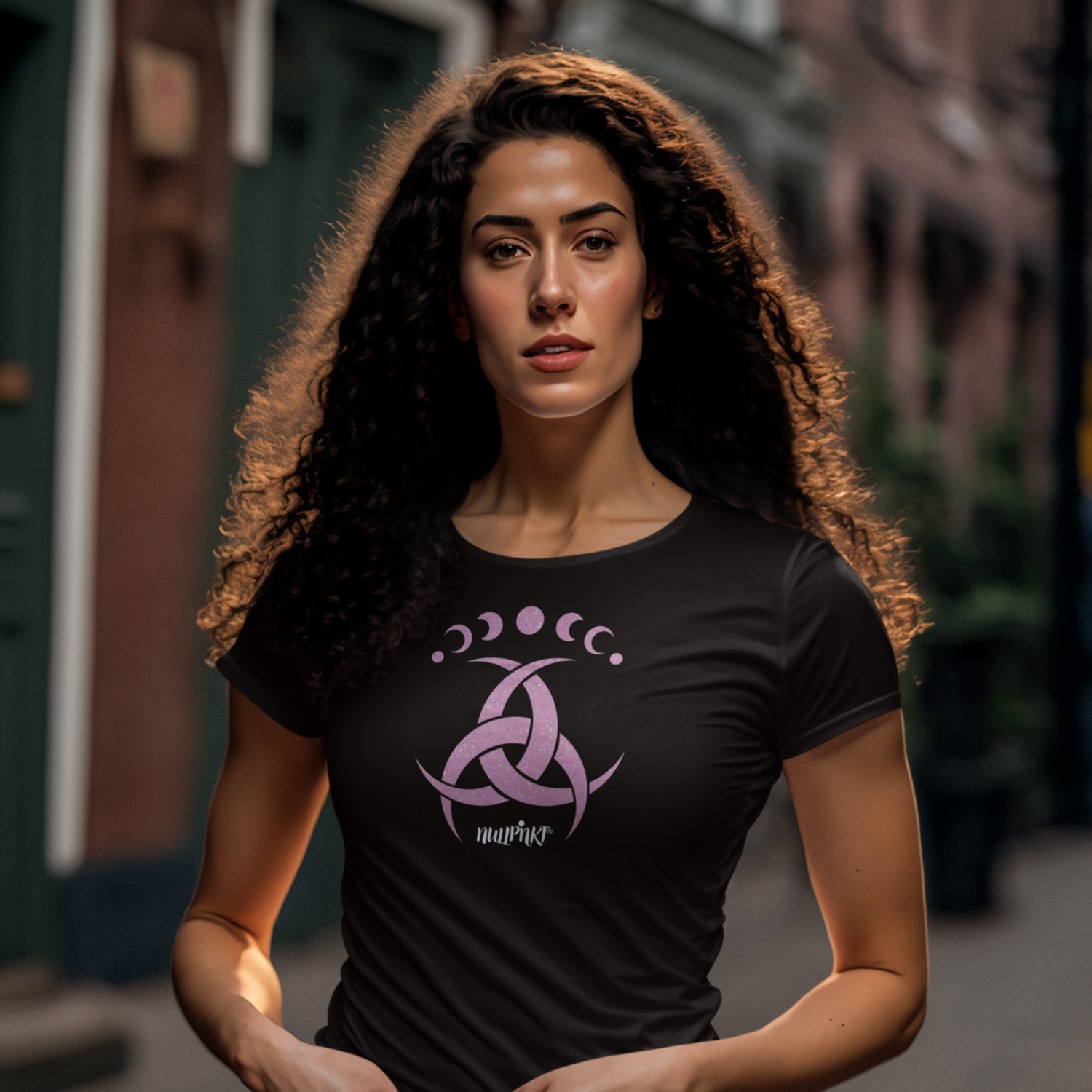 Nullpnkt her  T-Shirt Trinität Mond Rosa Glitzer
