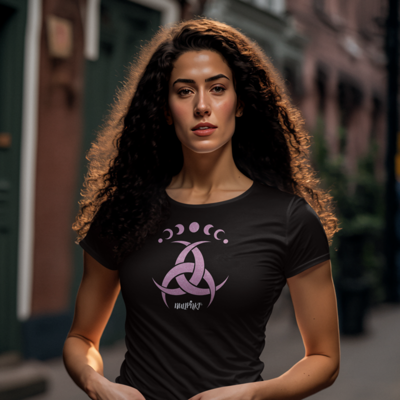 Nullpnkt her  T-Shirt Trinität Mond Rosa Glitzer