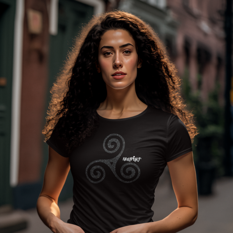 Nullpnkt her T-Shirt Triskele Schwarz Glitzer