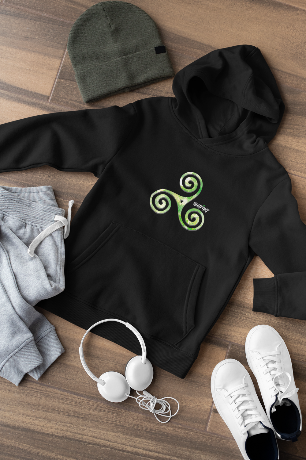 A Nullpnkt his Hoodie Triskele Grün