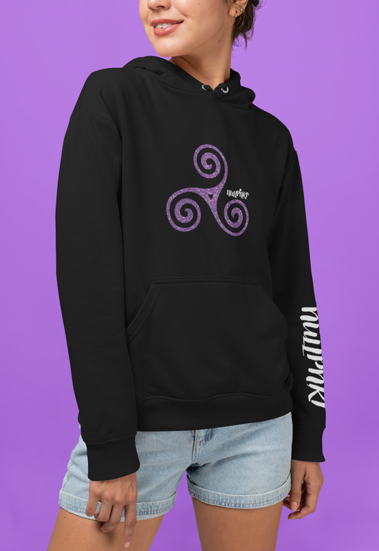 Nullpnkt her Hoodie Triskele Lila Glitzer Nullpnkt her Hoodie Triskele Lila Glitzer