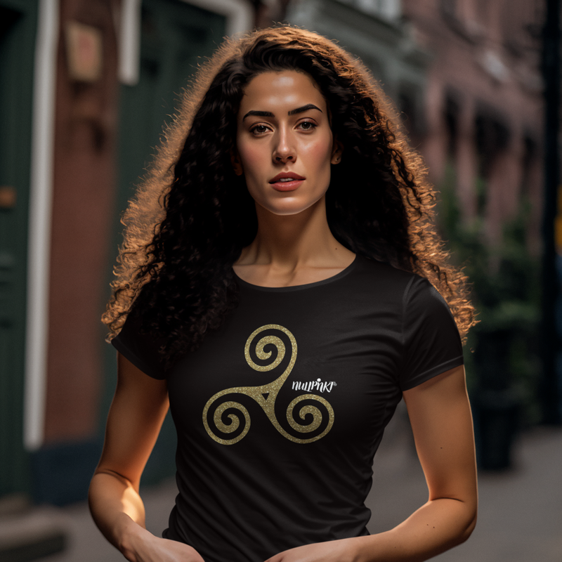 Nullpnkt her T-Shirt Triskele Gold Glitzer