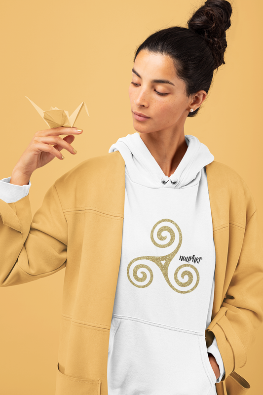 Nullpnkt her Hoodie Triskele Gold Glitzer