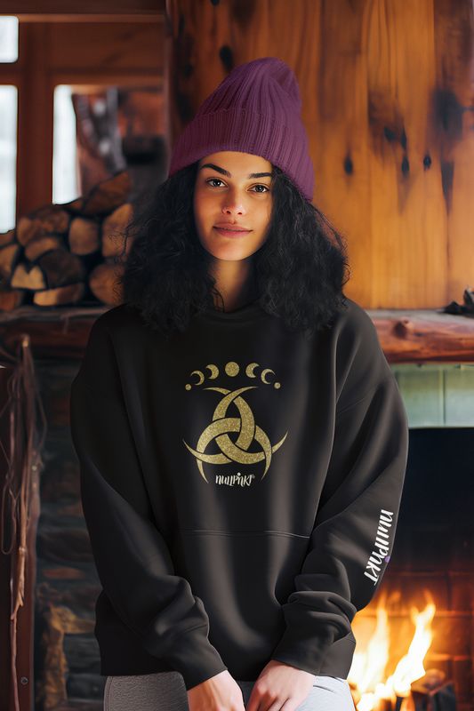 Nullpnkt her Hoodie Triskele Mond Gold Glitzer