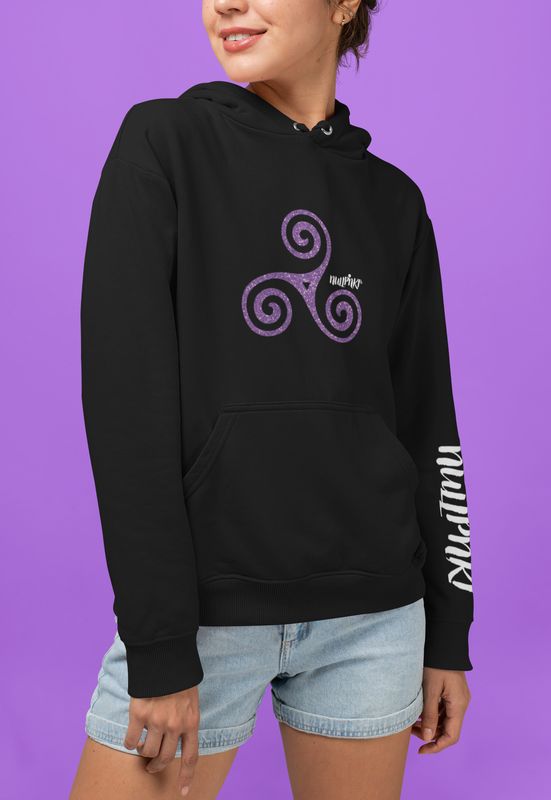 Nullpnkt her Hoodie Triskele Lila Glitzer