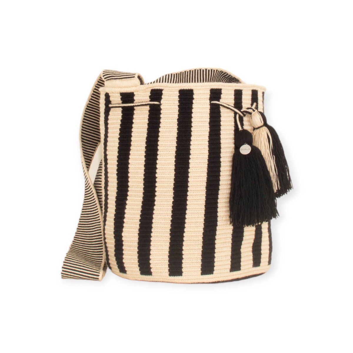 Gestreepte  crossbody bag L | Black